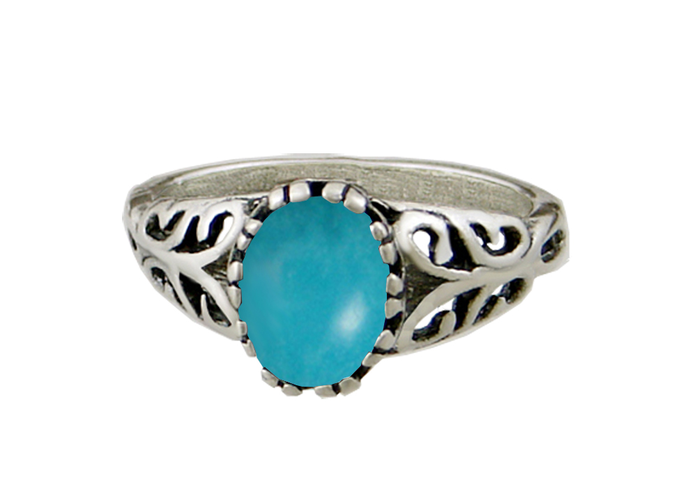 Sterling Silver Filigree Turquoise Ring Size 11